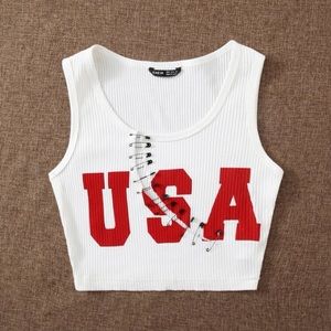 Scoop Neck Crop Top/Size:M/Color White